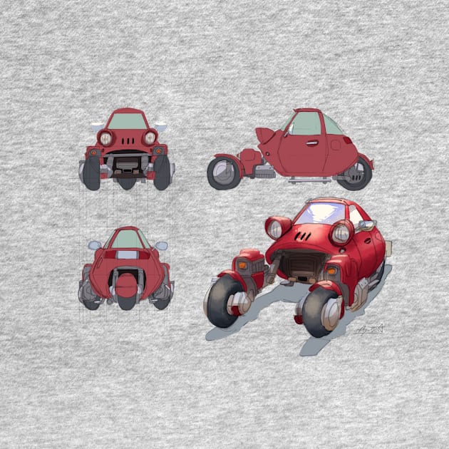 Future Retro Red Car by nagare017
